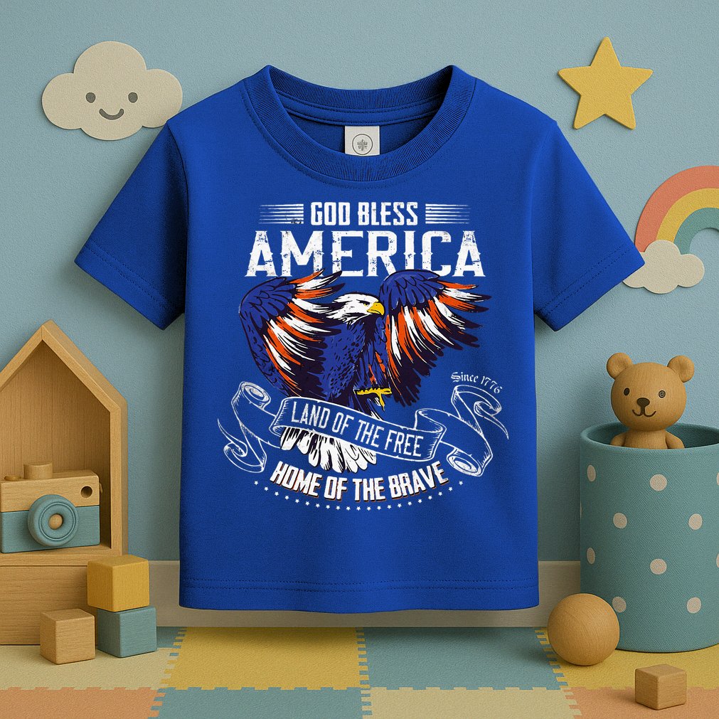 God Bless America Land Of The Free Because Of The Brave Toddler T-Shirt