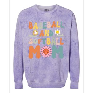 Groovy baseball and softball mom Funny Mother's Day Mom Gift Colorblast Crewneck Sweatshirt