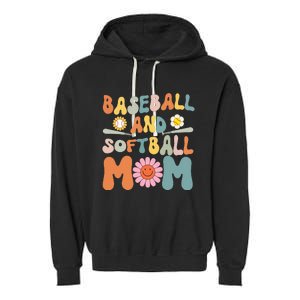 Groovy baseball and softball mom Funny Mother's Day Mom Gift Garment-Dyed Fleece Hoodie