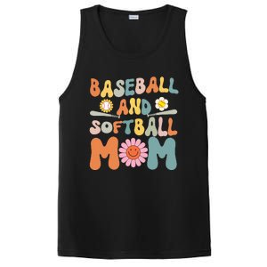 Groovy baseball and softball mom Funny Mother's Day Mom Gift PosiCharge Competitor Tank