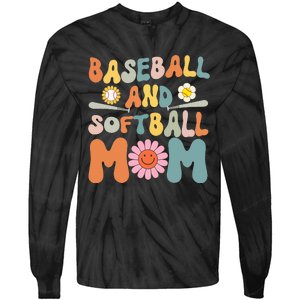 Groovy baseball and softball mom Funny Mother's Day Mom Gift Tie-Dye Long Sleeve Shirt