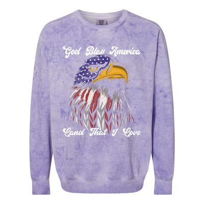 God Bless America Land That I Love Us Flag Funny 4th Of July Gift Colorblast Crewneck Sweatshirt