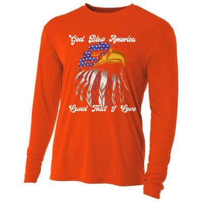 God Bless America Land That I Love Us Flag Funny 4th Of July Gift Cooling Performance Long Sleeve Crew