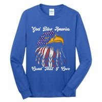 God Bless America Land That I Love Us Flag Funny 4th Of July Gift Tall Long Sleeve T-Shirt