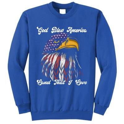 God Bless America Land That I Love Us Flag Funny 4th Of July Gift Tall Sweatshirt