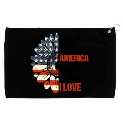 God Bless America Land That I Love Christian Sunflowers Usa Gift Grommeted Golf Towel