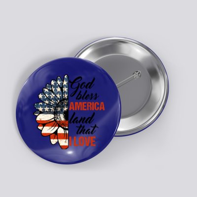 God Bless America Land That I Love Christian Sunflowers Usa Gift Button