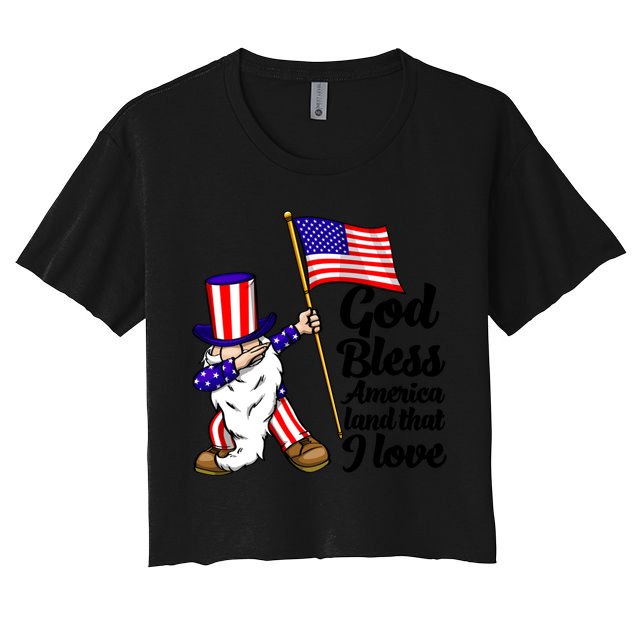 God Bless America Land That I Love Funny America Flag Love Gift Crop Top
