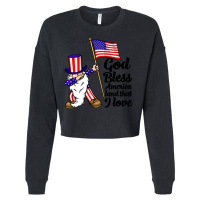God Bless America Land That I Love Funny America Flag Love Gift Cropped Pullover Crew