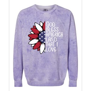 God Bless America Land That I Love Sunflower God Bless Usa Gift Colorblast Crewneck Sweatshirt