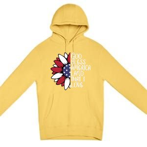 God Bless America Land That I Love Sunflower God Bless Usa Gift Premium Pullover Hoodie