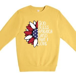 God Bless America Land That I Love Sunflower God Bless Usa Gift Premium Crewneck Sweatshirt