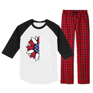 God Bless America Land That I Love Sunflower God Bless Usa Gift Raglan Sleeve Pajama Set