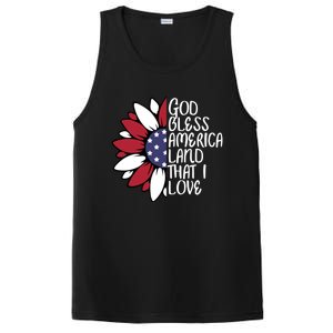 God Bless America Land That I Love Sunflower God Bless Usa Gift PosiCharge Competitor Tank