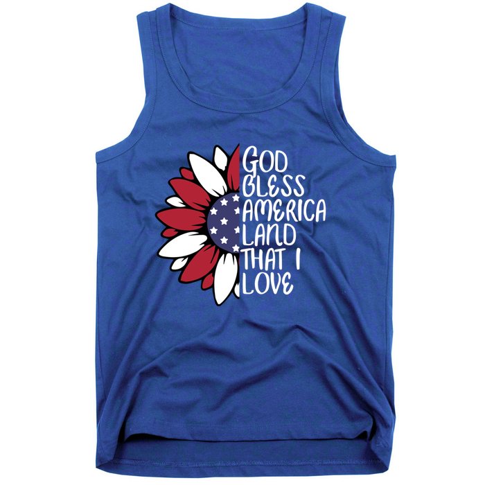 God Bless America Land That I Love Sunflower God Bless Usa Gift Tank Top