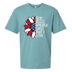 God Bless America Land That I Love Sunflower God Bless Usa Gift Sueded Cloud Jersey T-Shirt