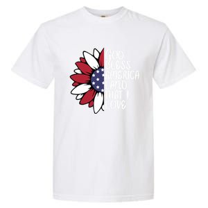 God Bless America Land That I Love Sunflower God Bless Usa Gift Garment-Dyed Heavyweight T-Shirt