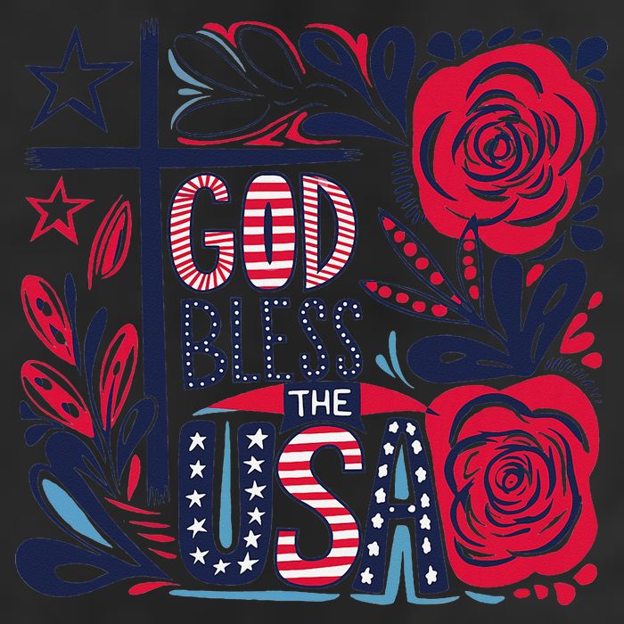 God Bless America Patriotic Usa Flag Christian 4th Of July 7 Panel Mesh Trucker Snapback Hat