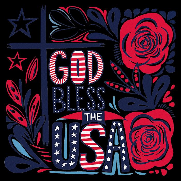 God Bless America Patriotic Usa Flag Christian 4th Of July Bucket Hat