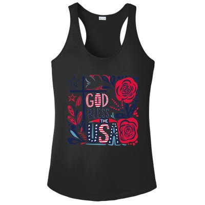 God Bless America Patriotic Usa Flag Christian 4th Of July Ladies PosiCharge Competitor Racerback Tank