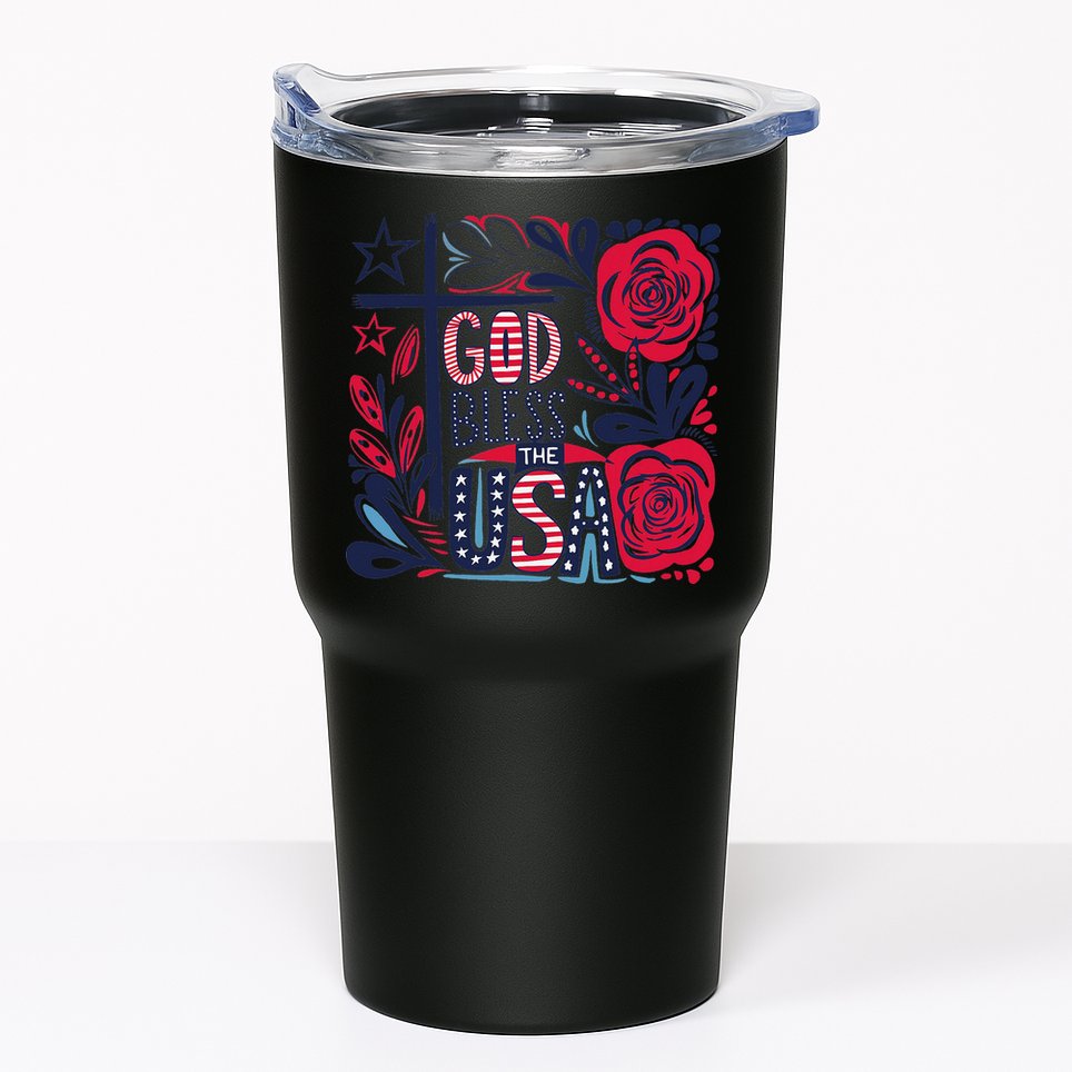 God Bless America Patriotic Usa Flag Christian 4th Of July Tumbler