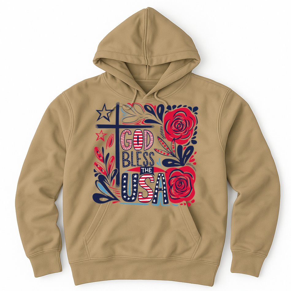God Bless America Patriotic Usa Flag Christian 4th Of July Hoodie