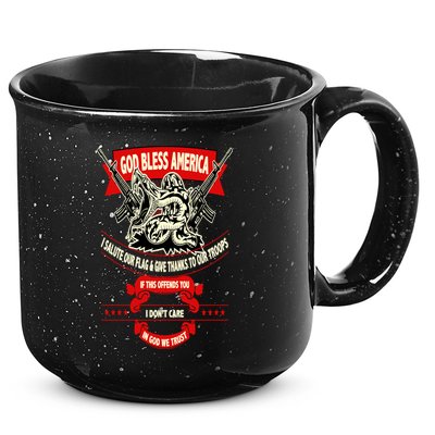 God Bless America Patriotic Gift For Military Moms Veterans Gift 15oz Campfire Ceramic Mug