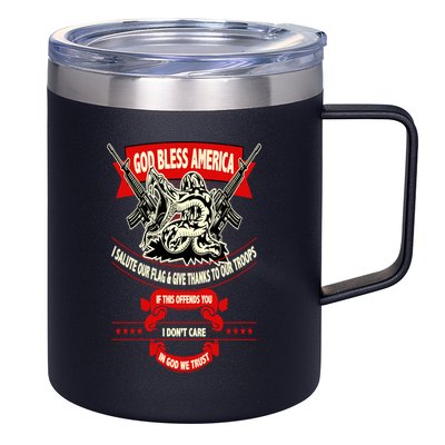 God Bless America Patriotic Gift For Military Moms Veterans Gift 12oz Stainless Steel Coffee Mug
