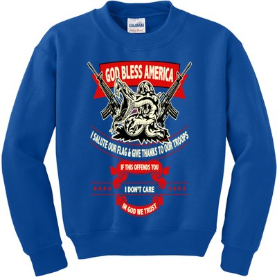 God Bless America Patriotic Gift For Military Moms Veterans Gift Kids Sweatshirt