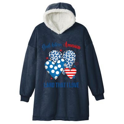 God Bless America Land That I Love Leopard Red Dot Usa Heart Meaningful Gift Hooded Wearable Blanket