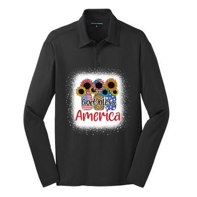 God Bless America Mason Jar 4th Of July Christian Patriotic Gift Silk Touch Performance Long Sleeve Polo