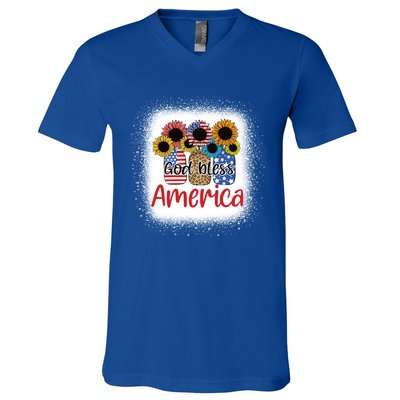 God Bless America Mason Jar 4th Of July Christian Patriotic Gift V-Neck T-Shirt