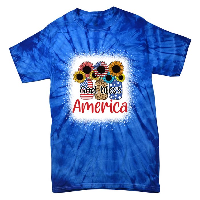 God Bless America Mason Jar 4th Of July Christian Patriotic Gift Tie-Dye T-Shirt