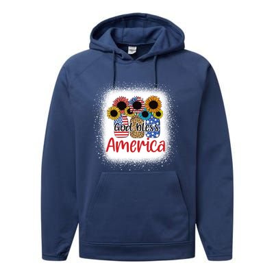 God Bless America Mason Jar 4th Of July Christian Patriotic Gift Performance Fleece Hoodie