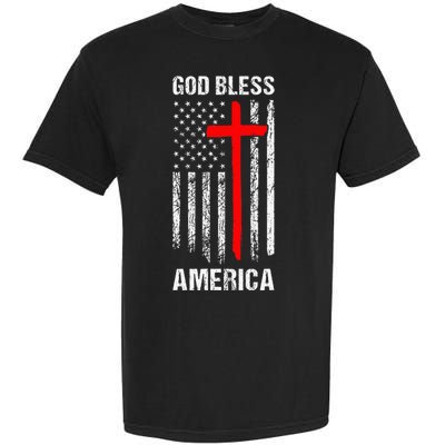 God Bless America Christian Patriot Usa Flag Garment-Dyed Heavyweight T-Shirt