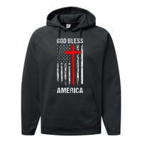 God Bless America Christian Patriot Usa Flag Performance Fleece Hoodie