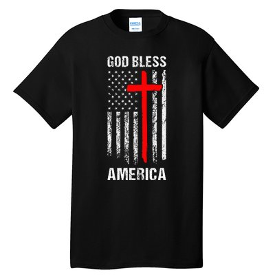 God Bless America Christian Patriot Usa Flag Tall T-Shirt