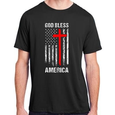 God Bless America Christian Patriot Usa Flag Adult ChromaSoft Performance T-Shirt