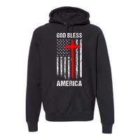 God Bless America Christian Patriot Usa Flag Premium Hoodie