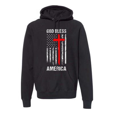 God Bless America Christian Patriot Usa Flag Premium Hoodie