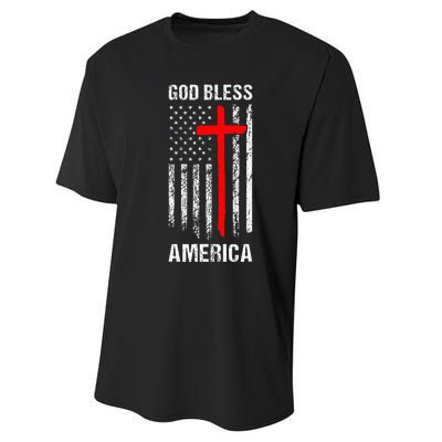 God Bless America Christian Patriot Usa Flag Performance Sprint T-Shirt