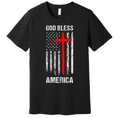 God Bless America Christian Patriot Usa Flag Premium T-Shirt