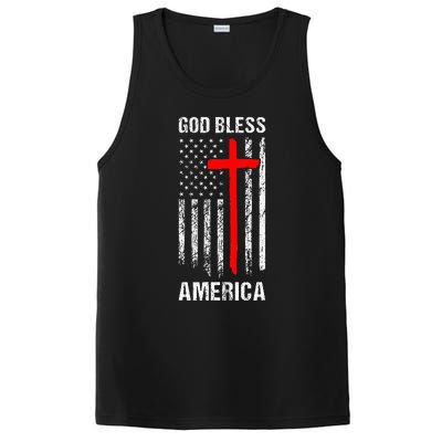 God Bless America Christian Patriot Usa Flag PosiCharge Competitor Tank