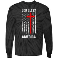 God Bless America Christian Patriot Usa Flag Tie-Dye Long Sleeve Shirt