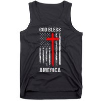 God Bless America Christian Patriot Usa Flag Tank Top