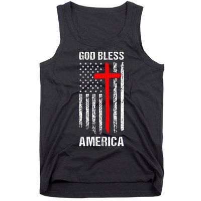 God Bless America Christian Patriot Usa Flag Tank Top