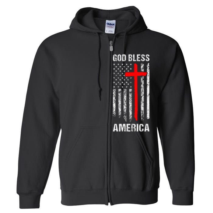 God Bless America Christian Patriot Usa Flag Full Zip Hoodie