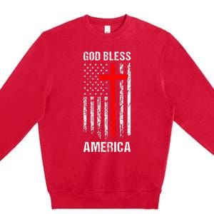 God Bless America Christian Patriot Usa Flag Premium Crewneck Sweatshirt