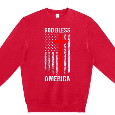 God Bless America Christian Patriot Usa Flag Premium Crewneck Sweatshirt