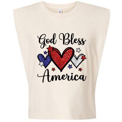 God Bless America Patriotic Usa Flag Colors For Christians Funny Gift Garment-Dyed Women's Muscle Tee